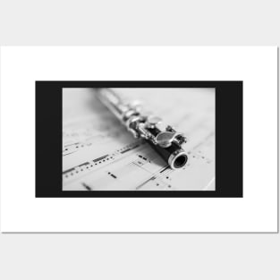 Wooden flute on sheet music Posters and Art